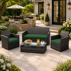 3PCS Patio Seat Cushion Set-Olive Green-