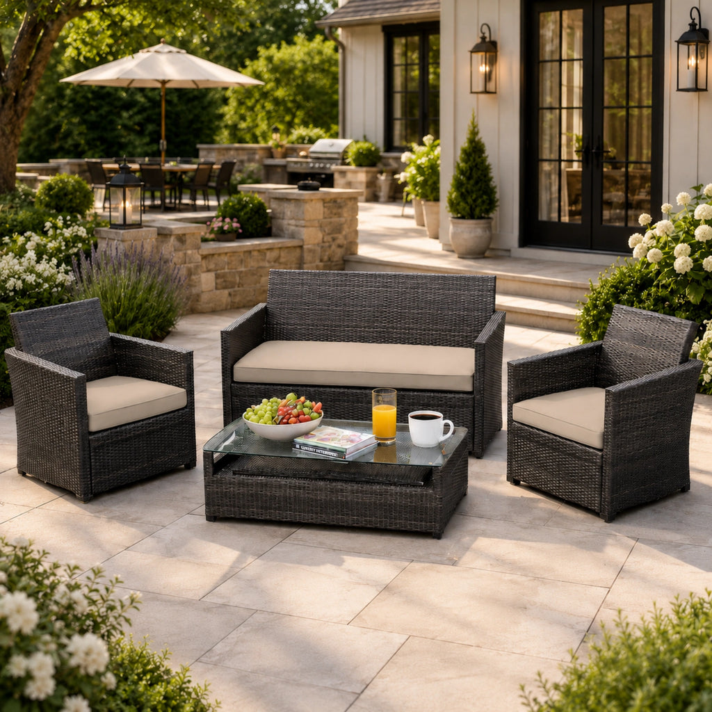 3PCS Patio Seat Cushion Set-Sand-
