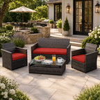 3PCS Patio Seat Cushion Set-Terra Red-