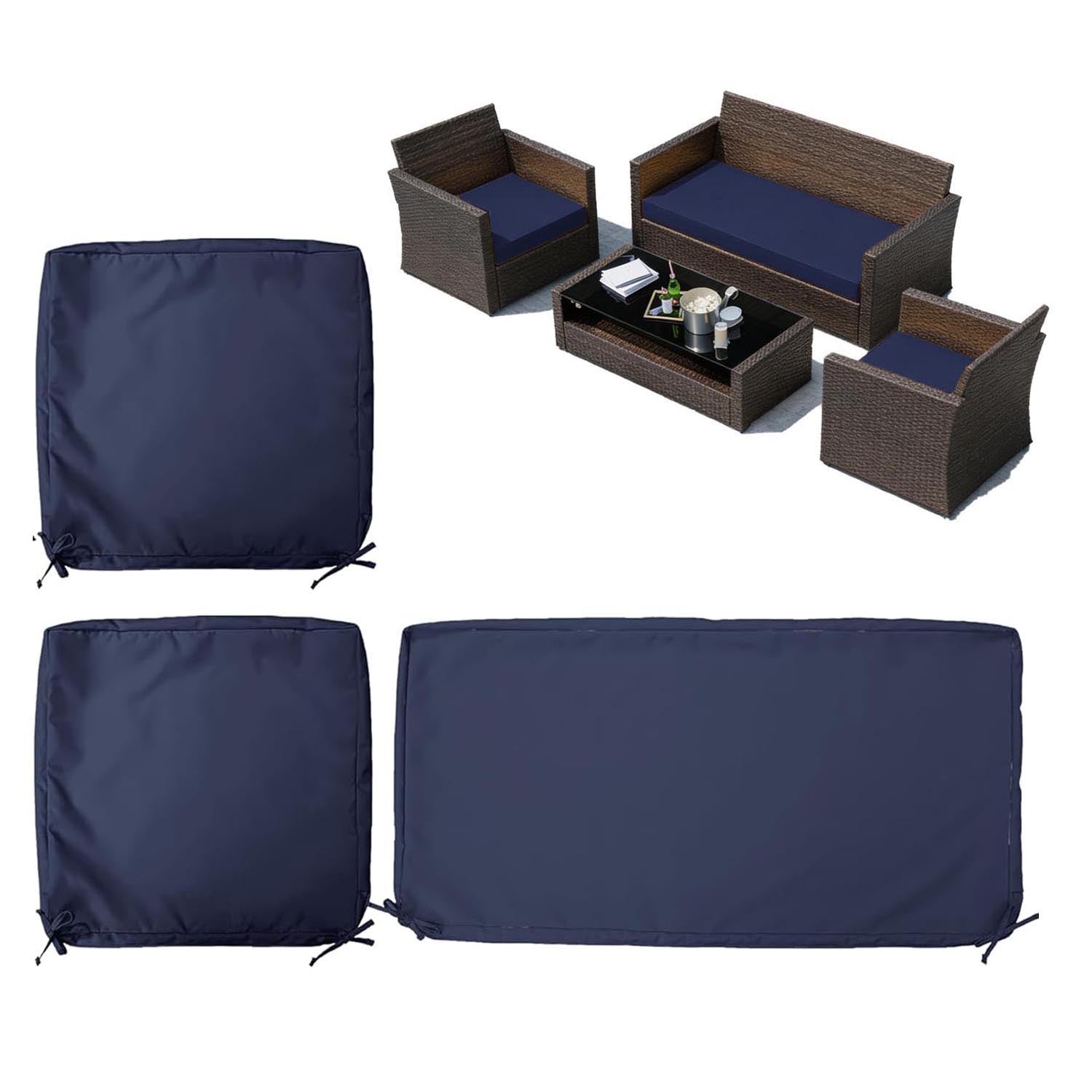 3PCS Outdoor Seat Replacement Cushion Covers Navy