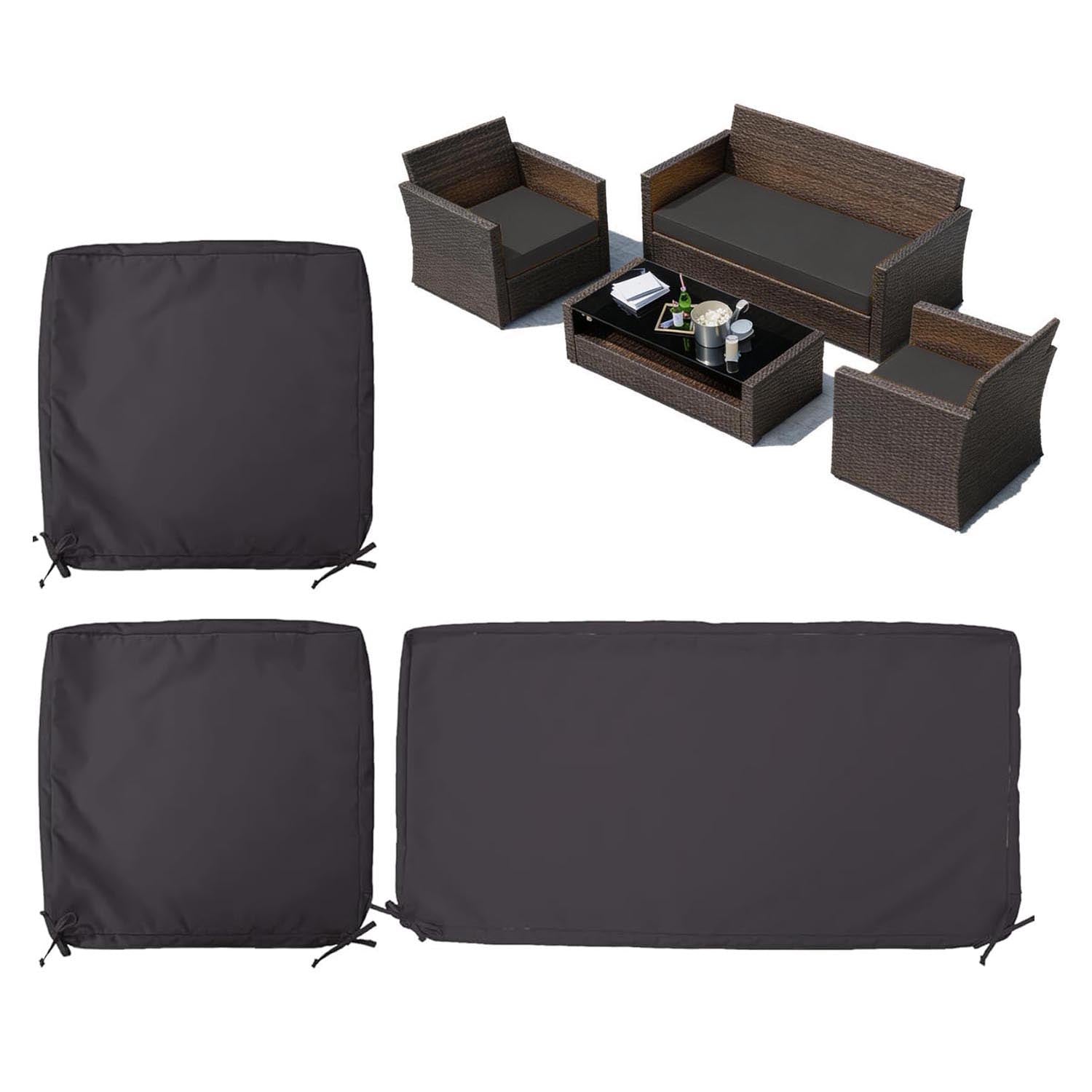 3PCS Outdoor Seat Replacement Cushion Covers Charcoal
