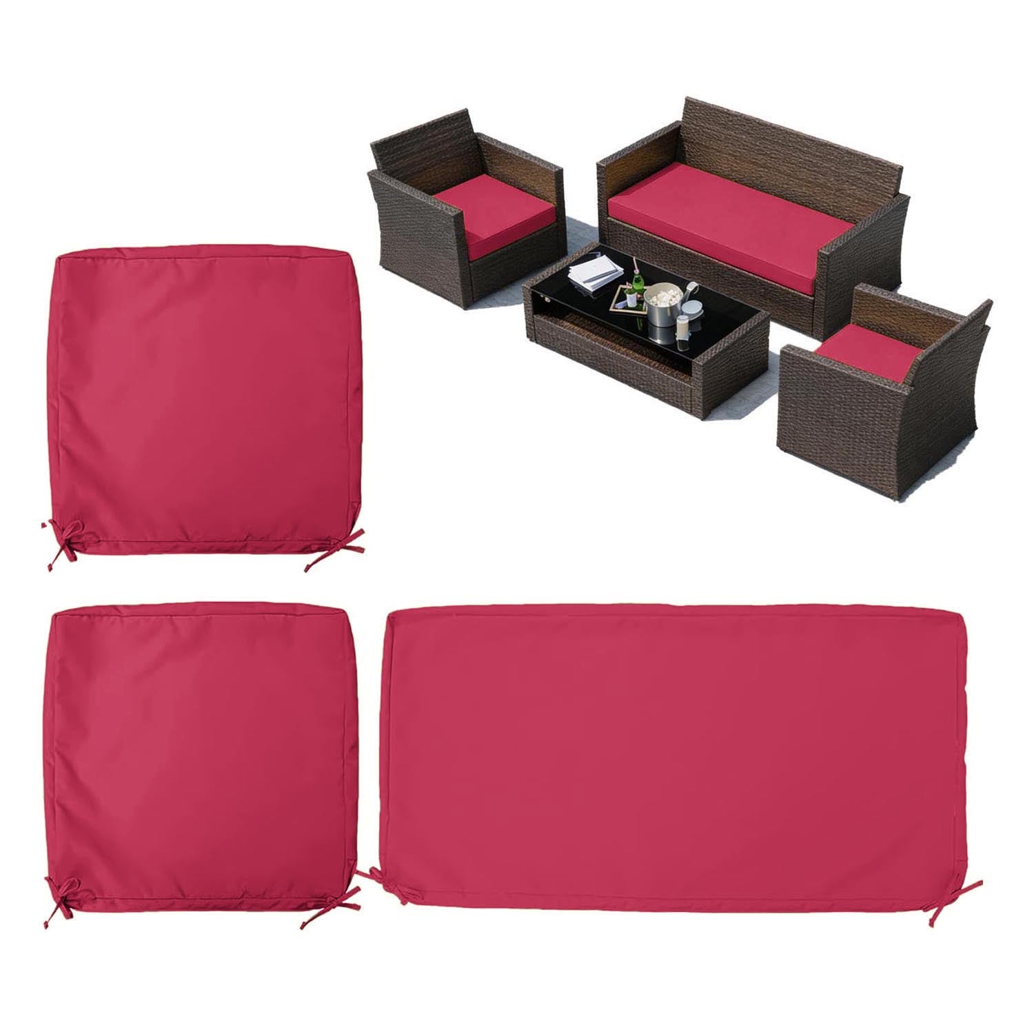 3PCS Outdoor Seat Replacement Cushion Covers Pink
