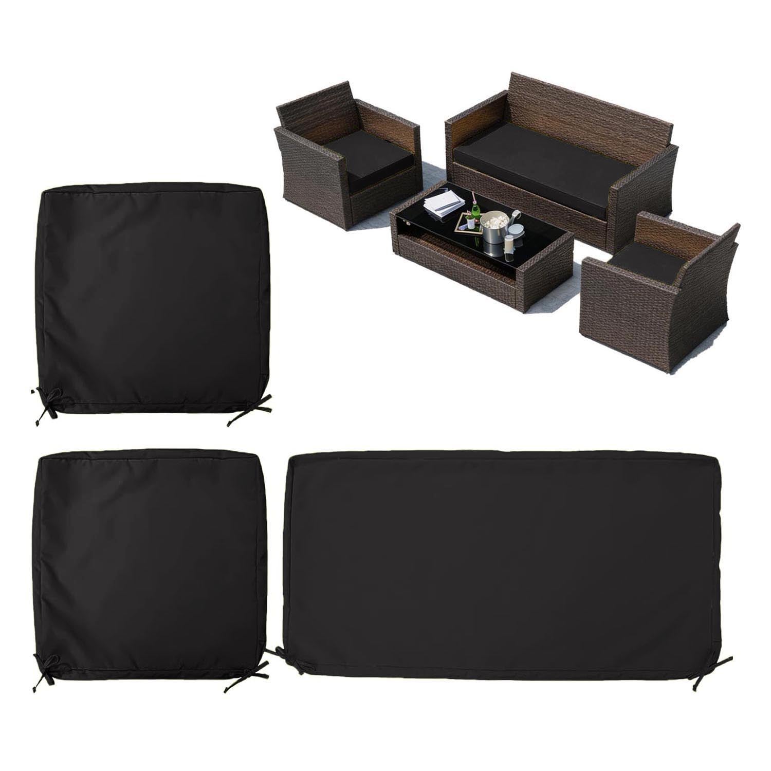 3PCS Outdoor Seat Replacement Cushion Covers Black