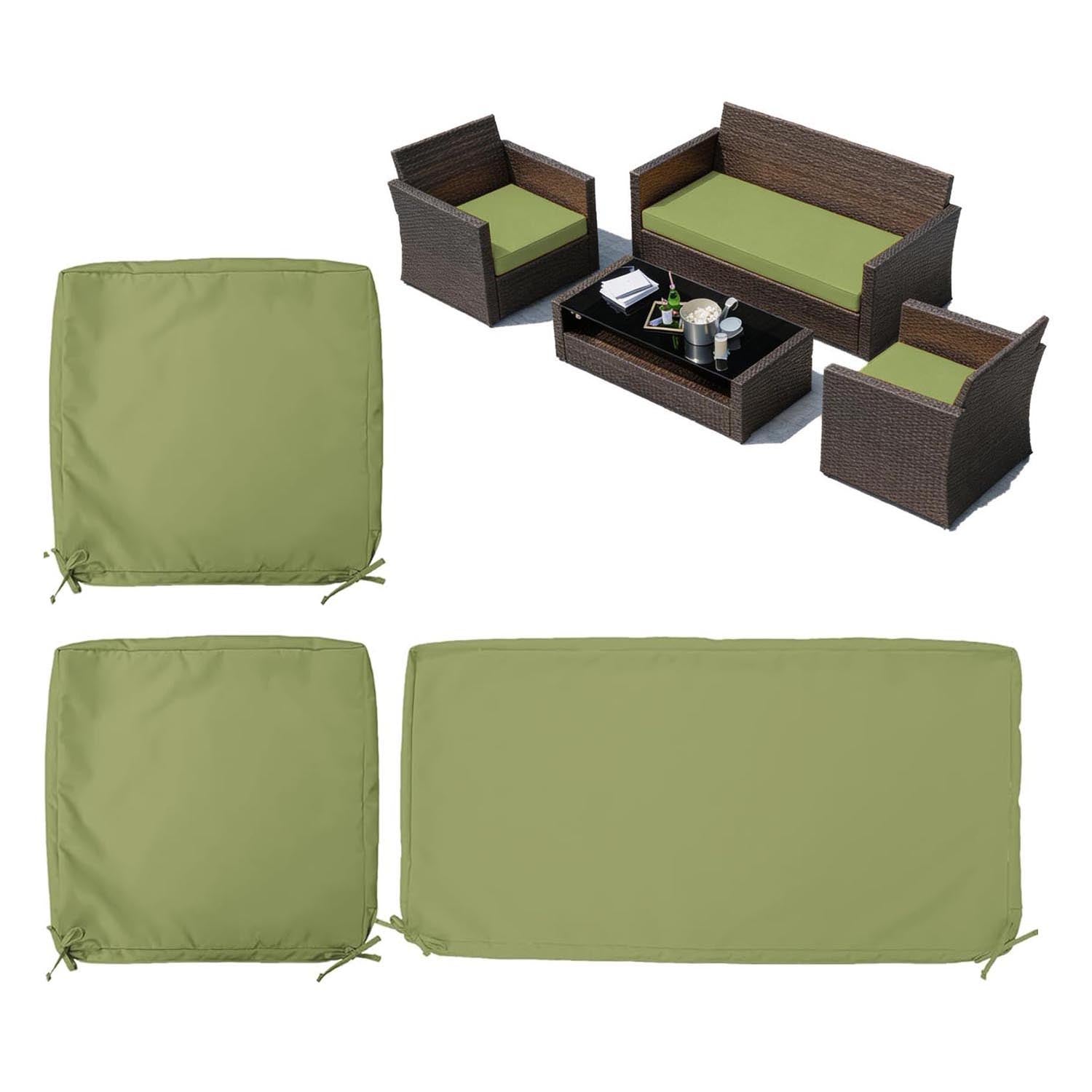 3PCS Outdoor Seat Replacement Cushion Covers Light Green