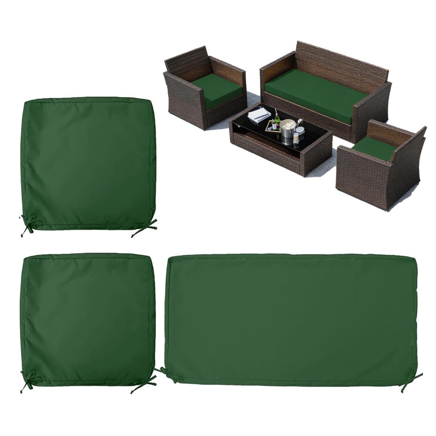 3PCS Outdoor Seat Replacement Cushion Covers Olive Green