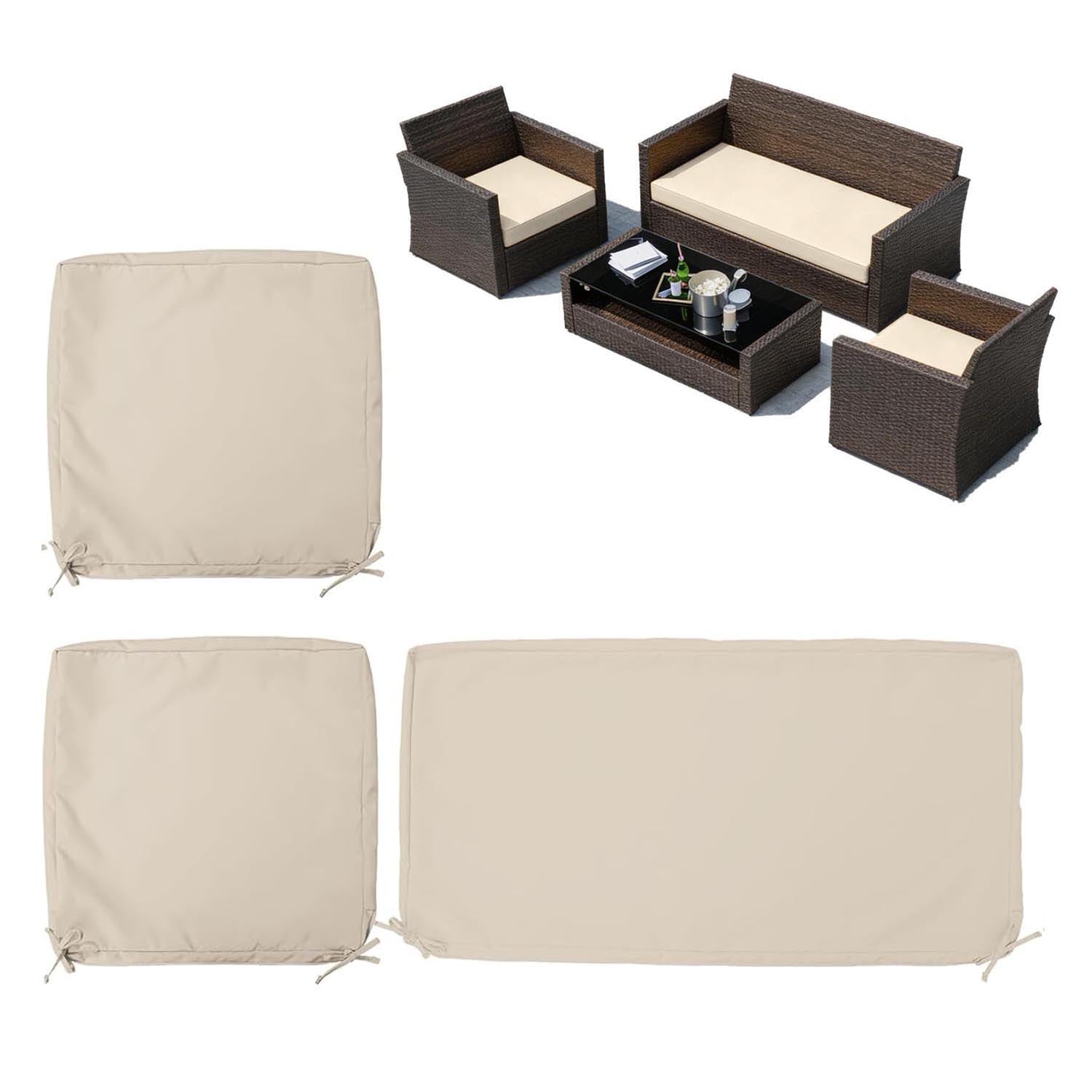 3PCS Outdoor Seat Replacement Cushion Covers Cream