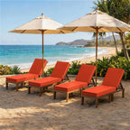4 Pack Outdoor Chaise Lounge Cushions-Orange Red