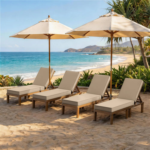 4 Pack Outdoor Chaise Lounge Cushions-Sand