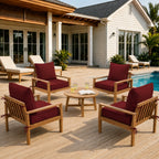 4 Pack Outdoor Deep Seat Cushion Pillow Set-Burgundy