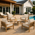 4 Pack Outdoor Deep Seat Cushion Pillow Set-Cream