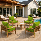 4 Pack Outdoor Deep Seat Cushion Pillow Set-Grass Green