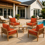 4 Pack Outdoor Deep Seat Cushion Pillow Set-Orange Red