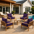 4 Pack Outdoor Deep Seat Cushion Pillow Set-Purple