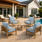 4 Pack Outdoor Deep Seat Cushion Pillow Set-Sky Blue