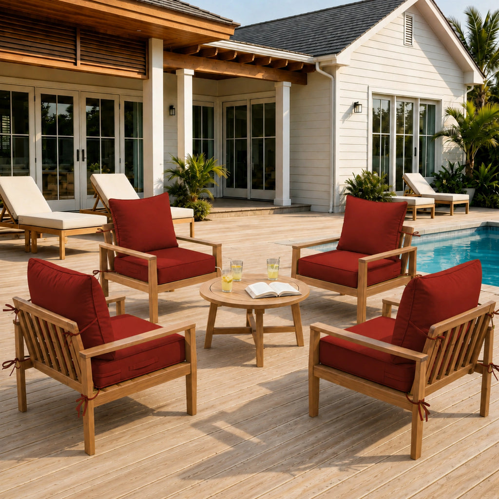 4 Pack Outdoor Deep Seat Cushion Pillow Set-Terra Red