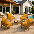 4 Pack Outdoor Deep Seat Cushion Pillow Set-Yellow