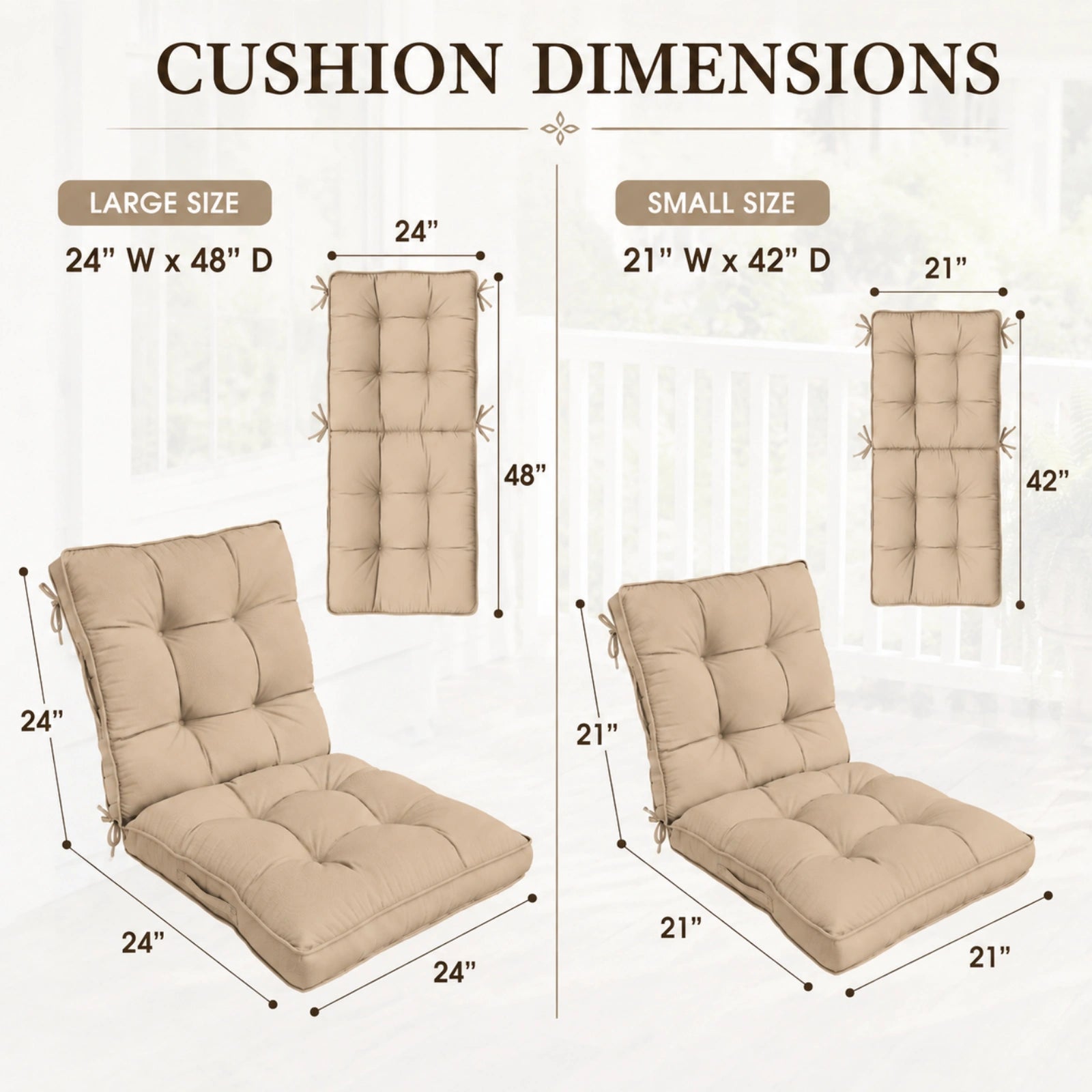 4 Pack Patio High Back Replacement Cushions-