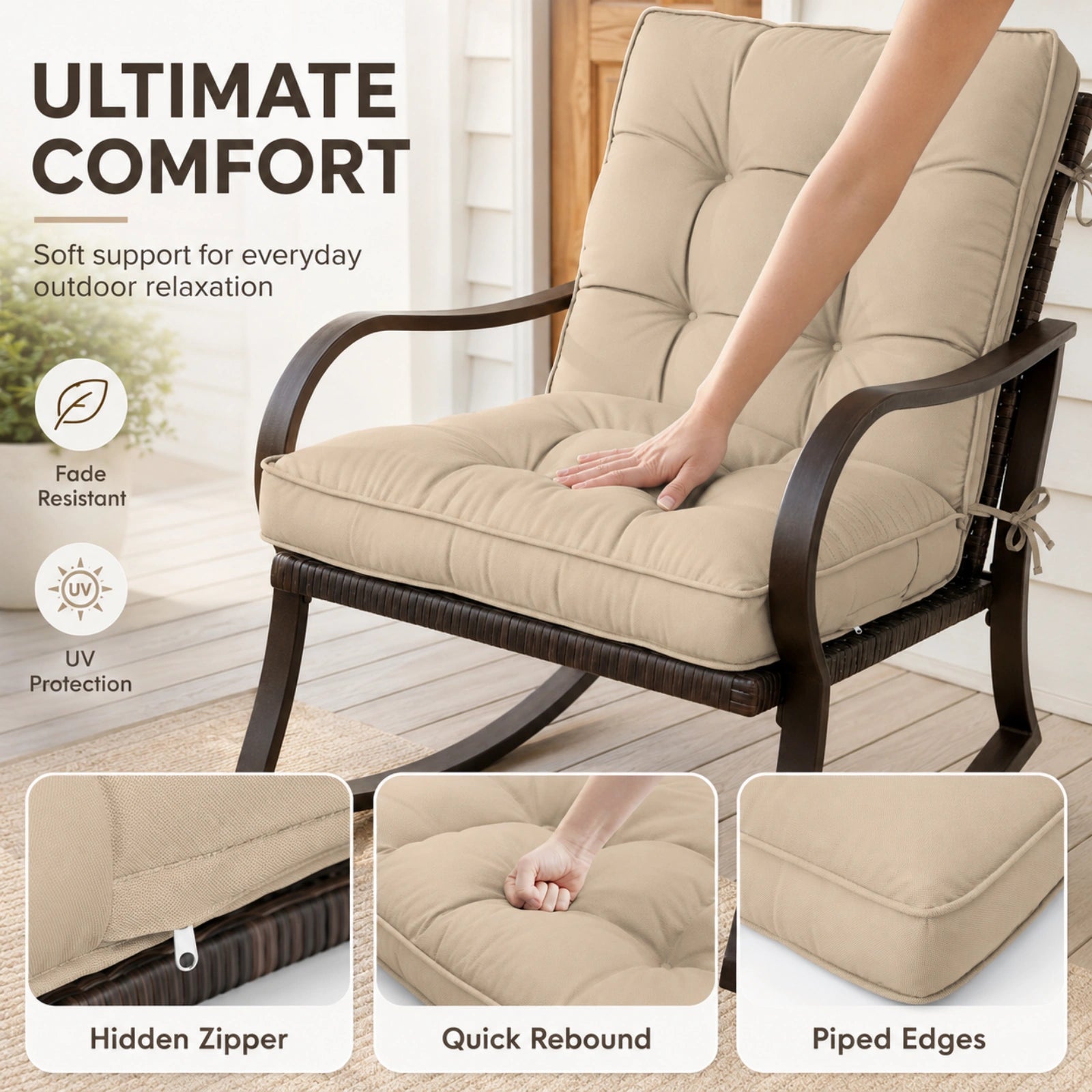 4 Pack Patio High Back Replacement Cushions-