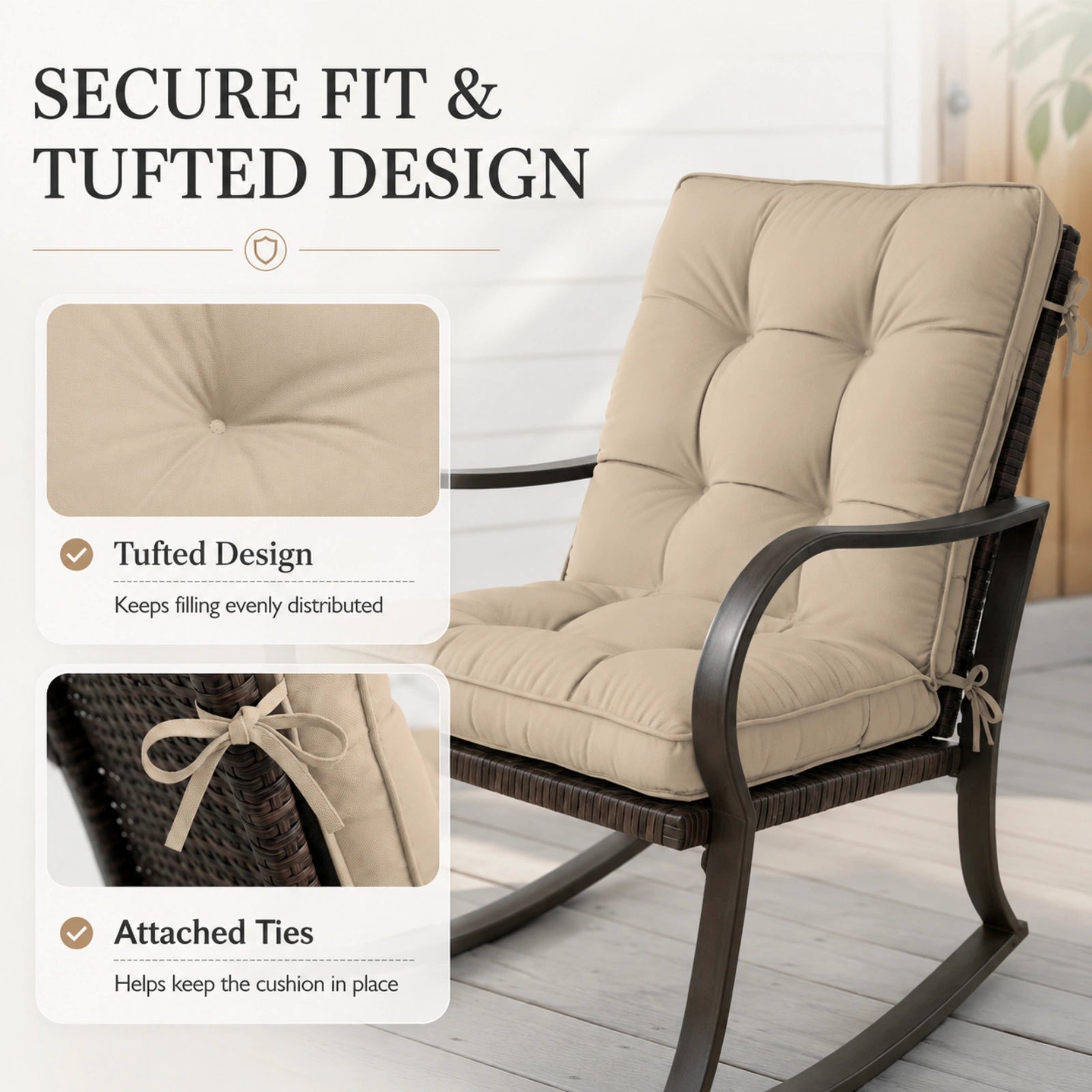 4 Pack Patio High Back Replacement Cushions-
