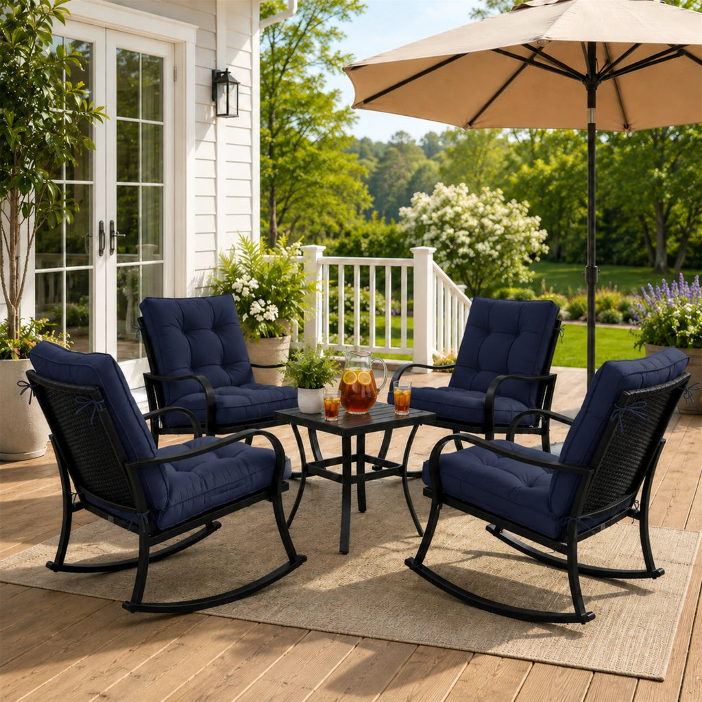 4 Pack Patio High Back Replacement Cushions-Navy