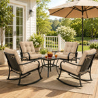 4 Pack Patio High Back Replacement Cushions-Sand