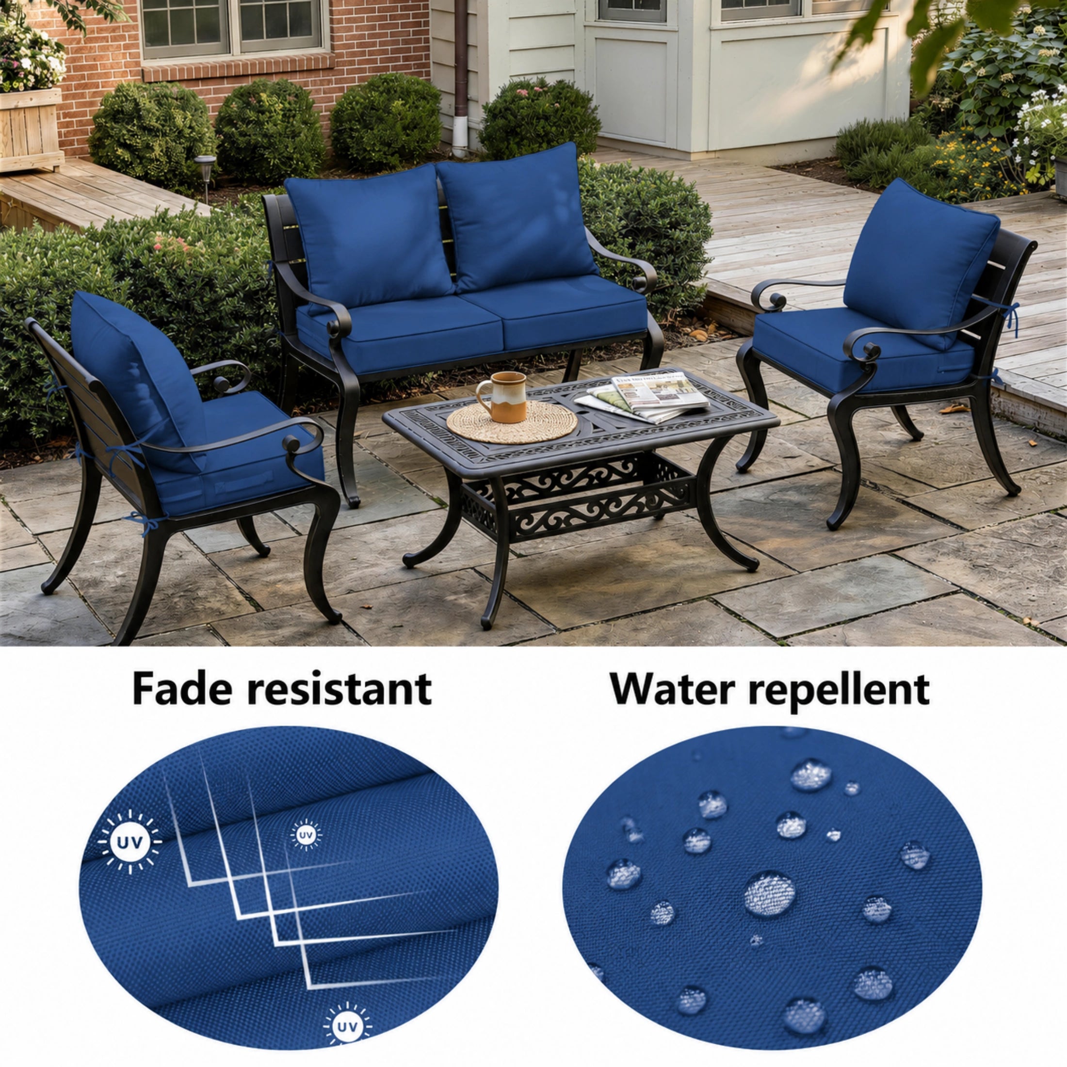 2 Pack Patio Cushion & Pillow Cover Set