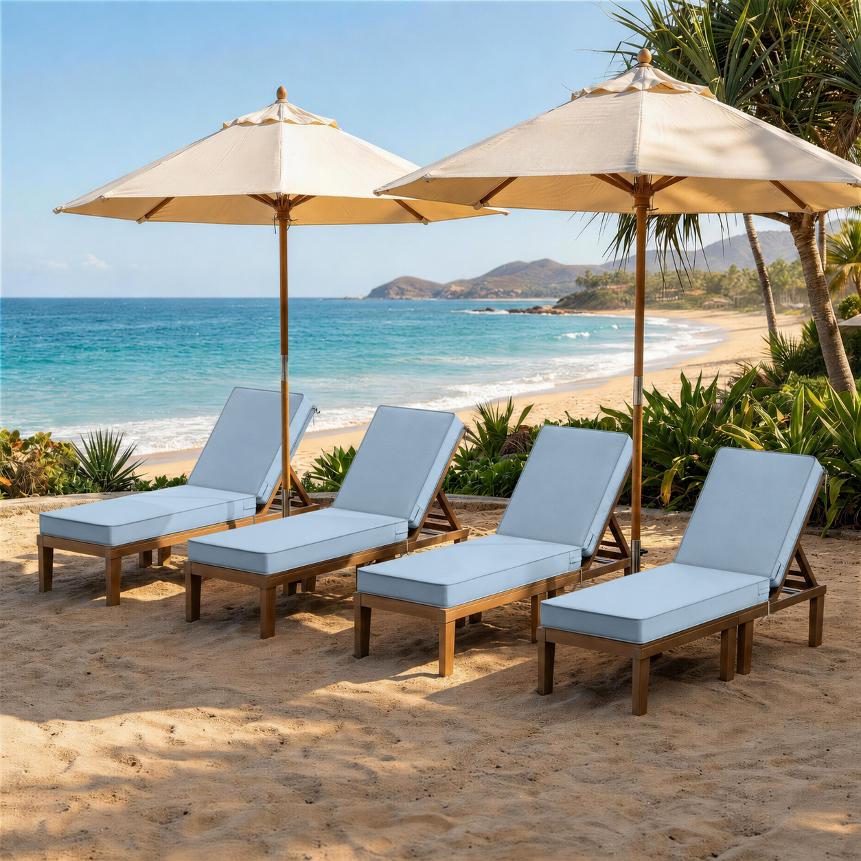 4 Pack Outdoor Chaise Lounge Cushions