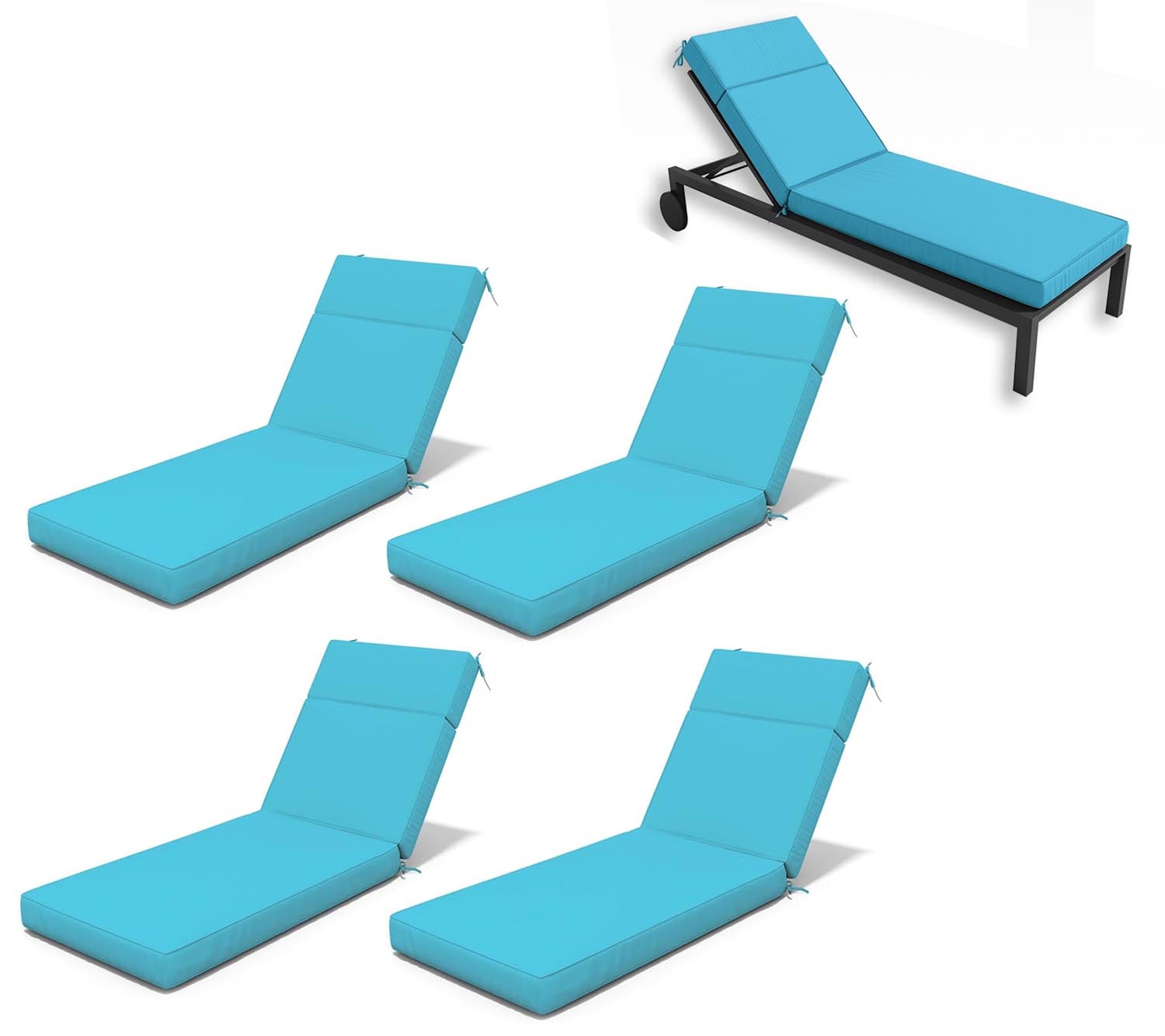 4 Pack Outdoor Chaise Lounge Cushions