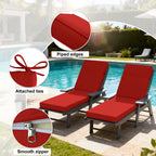 WNP cushion 2 Pack Outdoor Chaise Lounge Cushions