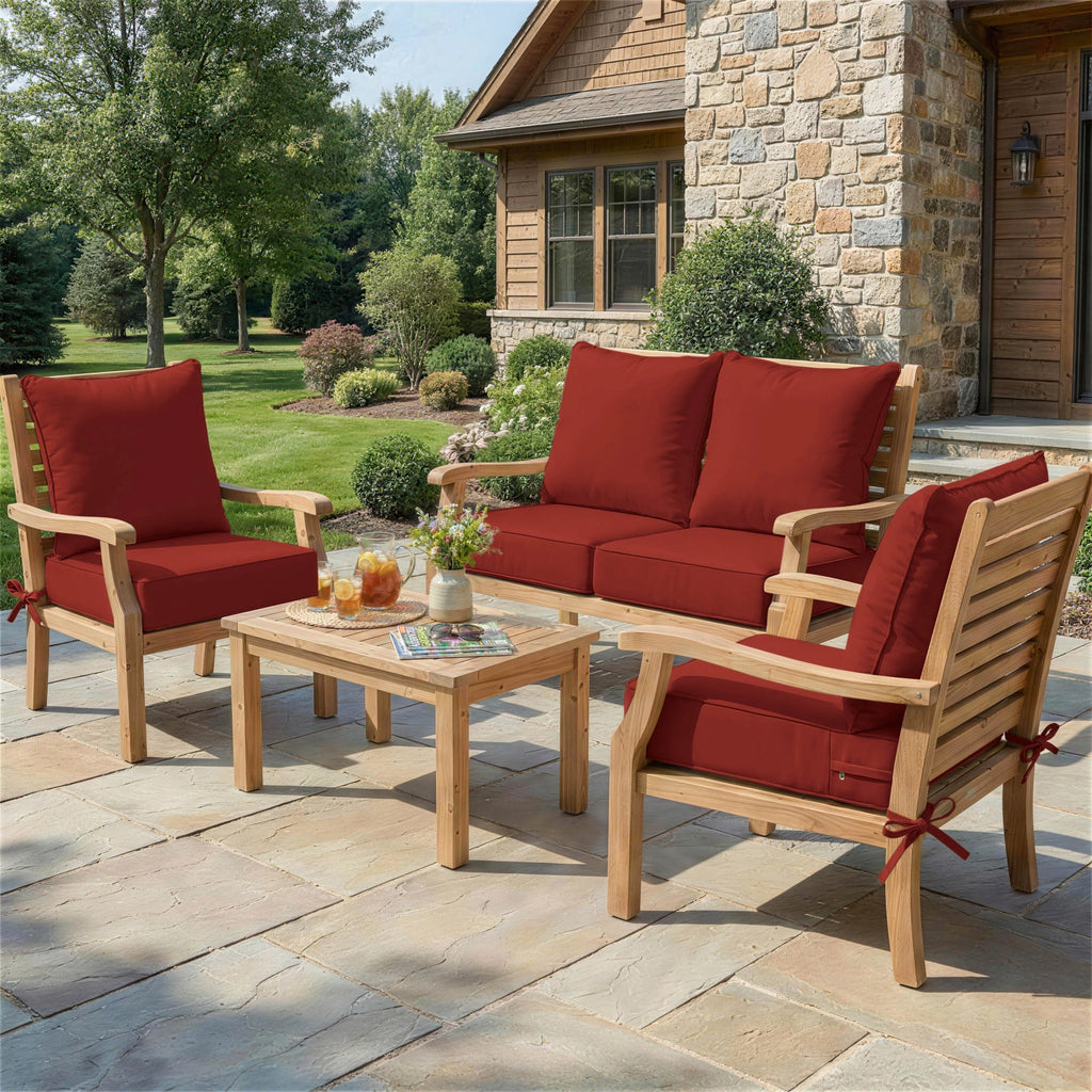 4 Pack Outdoor Deep Seat Cushion Pillow Set