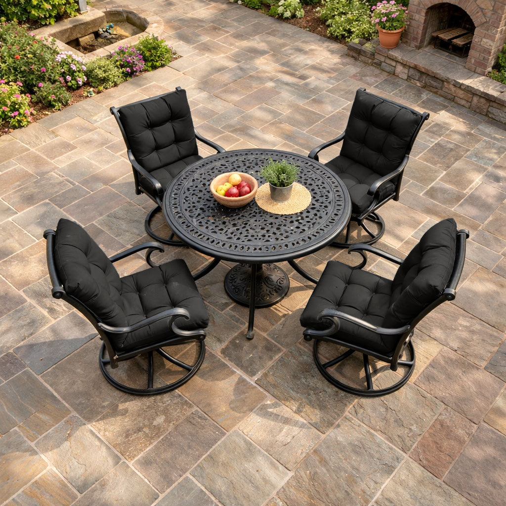 4 Pack Patio High Back Replacement Cushions Black 42 x 21 x 5 inch