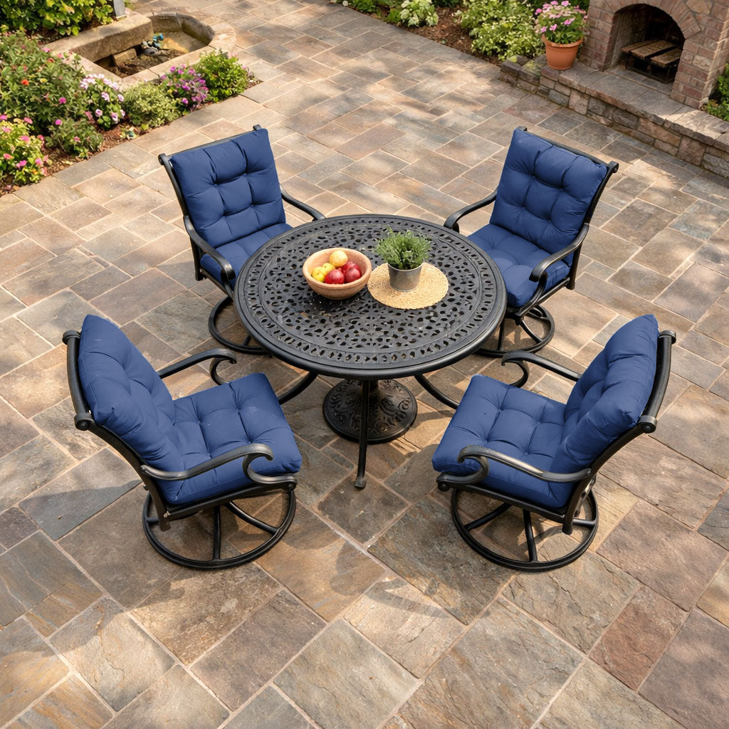 4 Pack Patio High Back Replacement Cushions Blue 42 x 21 x 5 inch