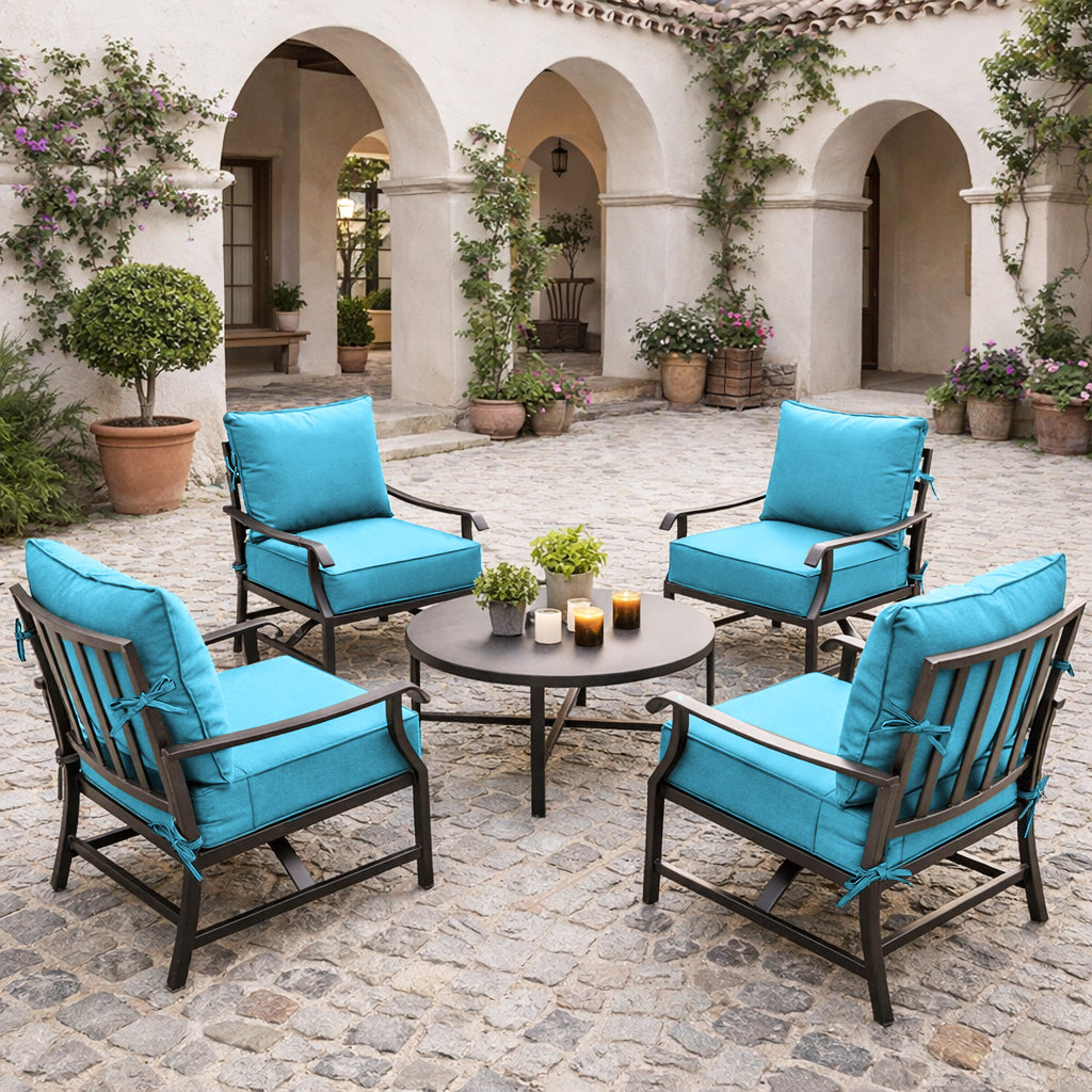 4 Pack Outdoor Deep Seat Cushion Pillow Set Aqua Blue