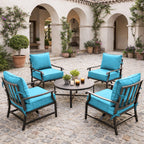 4 Pack Outdoor Deep Seat Cushion Pillow Set Aqua Blue