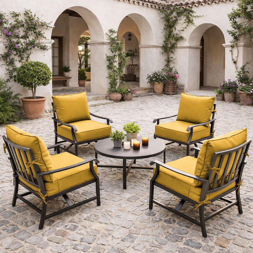 4 Pack Outdoor Deep Seat Cushion Pillow Set Yellow
