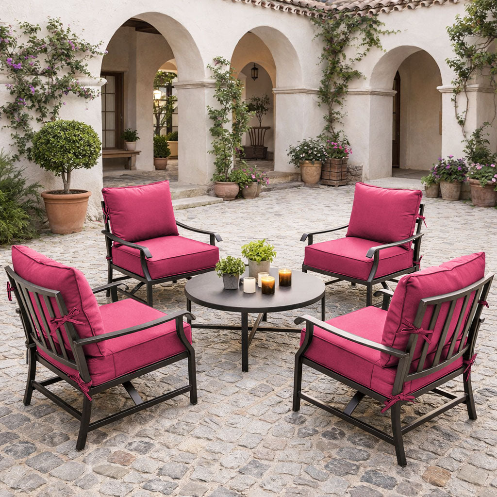 4 Pack Outdoor Deep Seat Cushion Pillow Set Pink