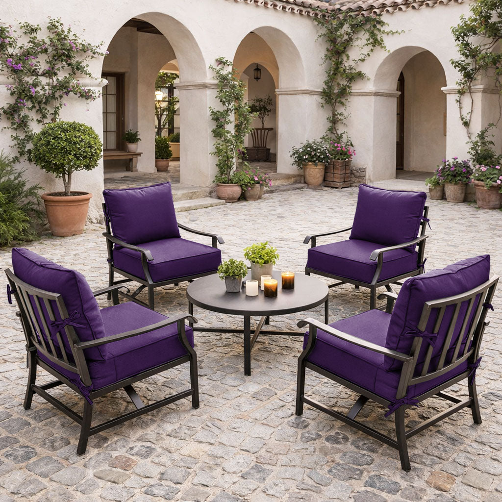 4 Pack Outdoor Deep Seat Cushion Pillow Set Purple