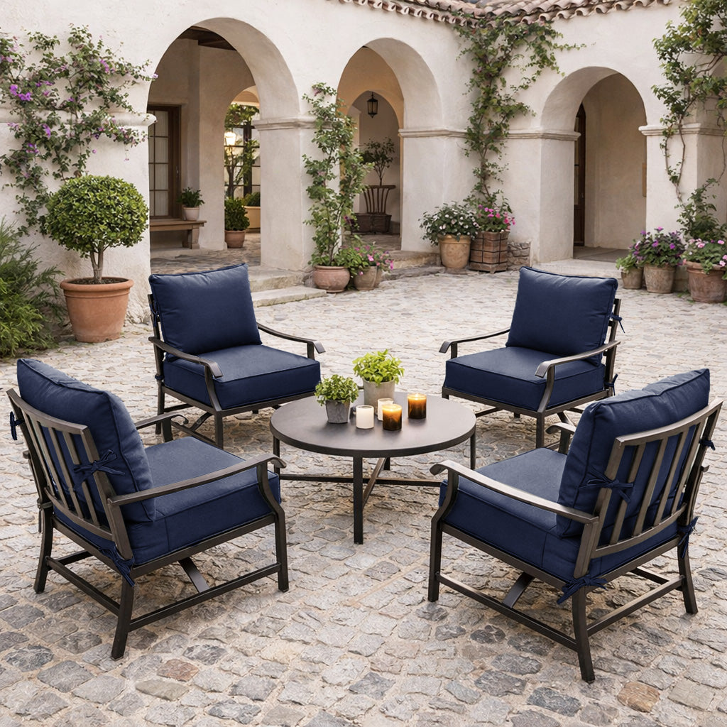4 Pack Outdoor Deep Seat Cushion Pillow Set Navy