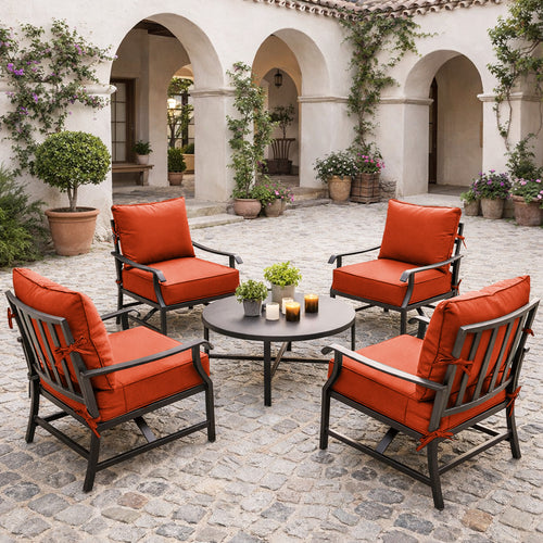 4 Pack Outdoor Deep Seat Cushion Pillow Set Orange Red