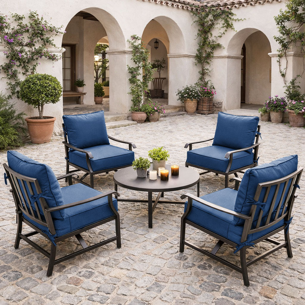 4 Pack Outdoor Deep Seat Cushion Pillow Set Blue