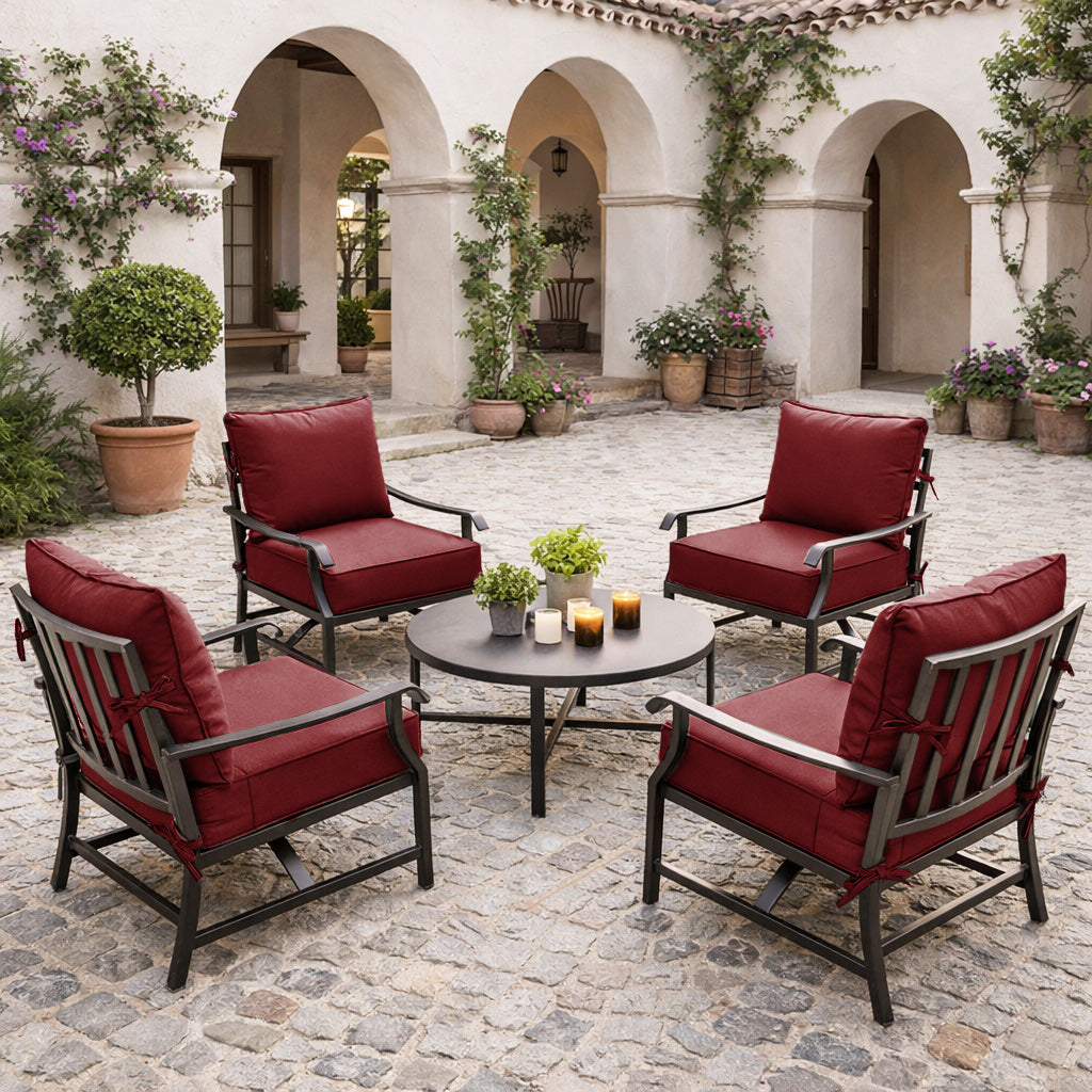 4 Pack Outdoor Deep Seat Cushion Pillow Set Burgundy