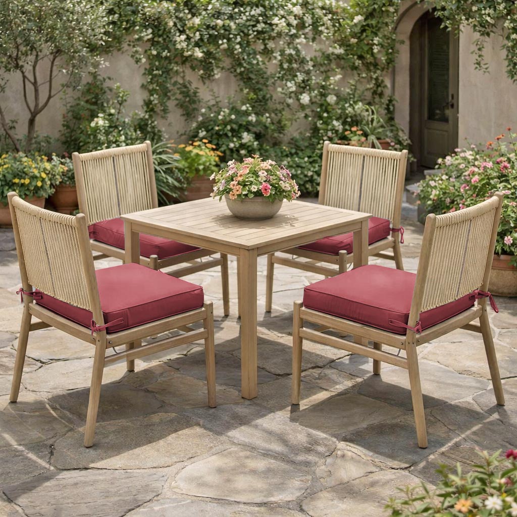 4 Pack Outdoor Seat Cushions Fuchsia Red