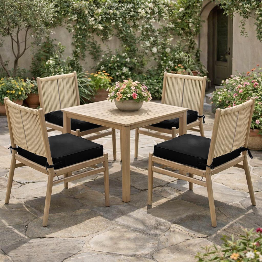 4 Pack Outdoor Seat Cushions Black
