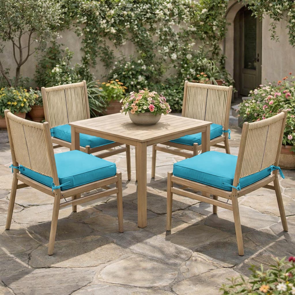 4 Pack Outdoor Seat Cushions Aqua Blue
