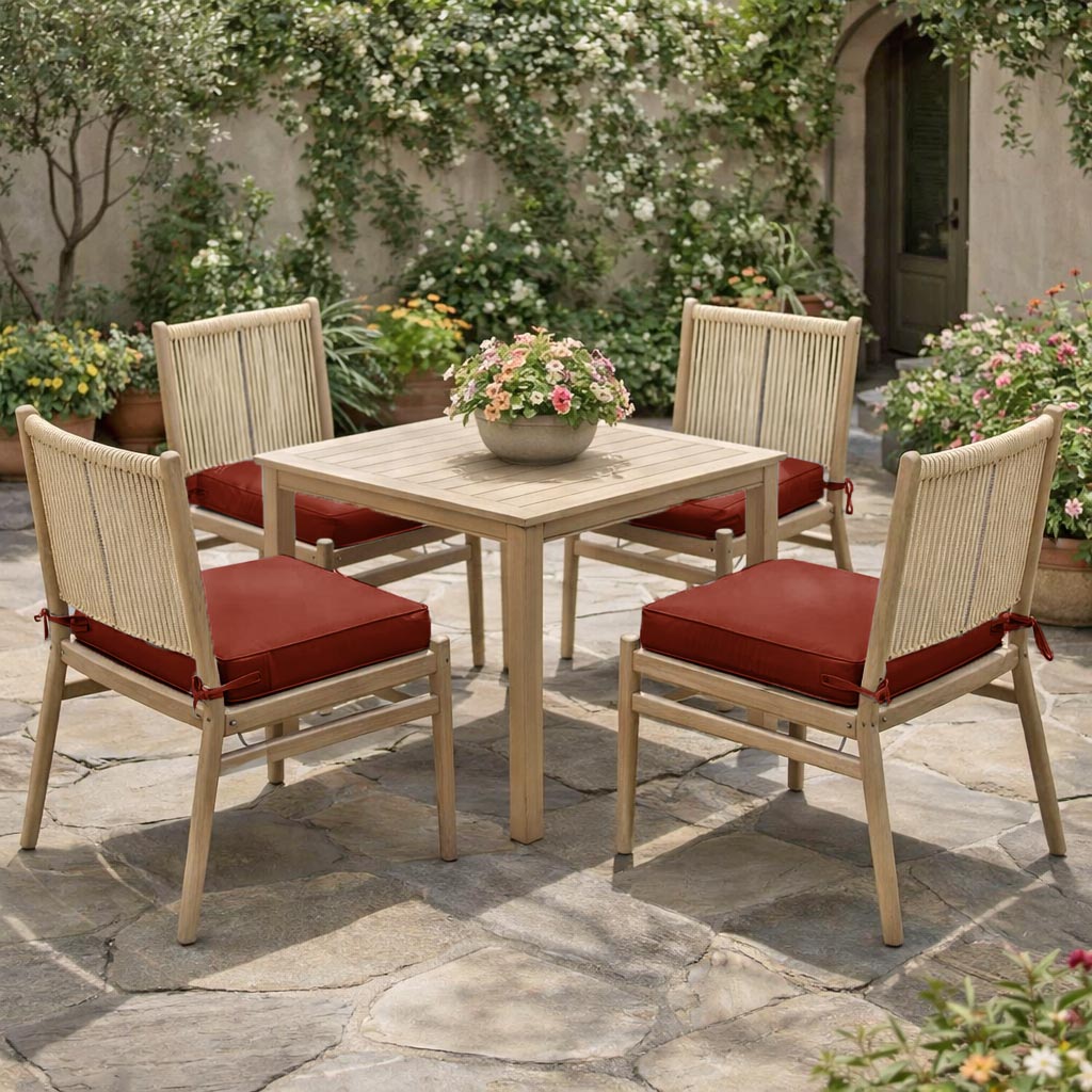 4 Pack Outdoor Seat Cushions Terra Red