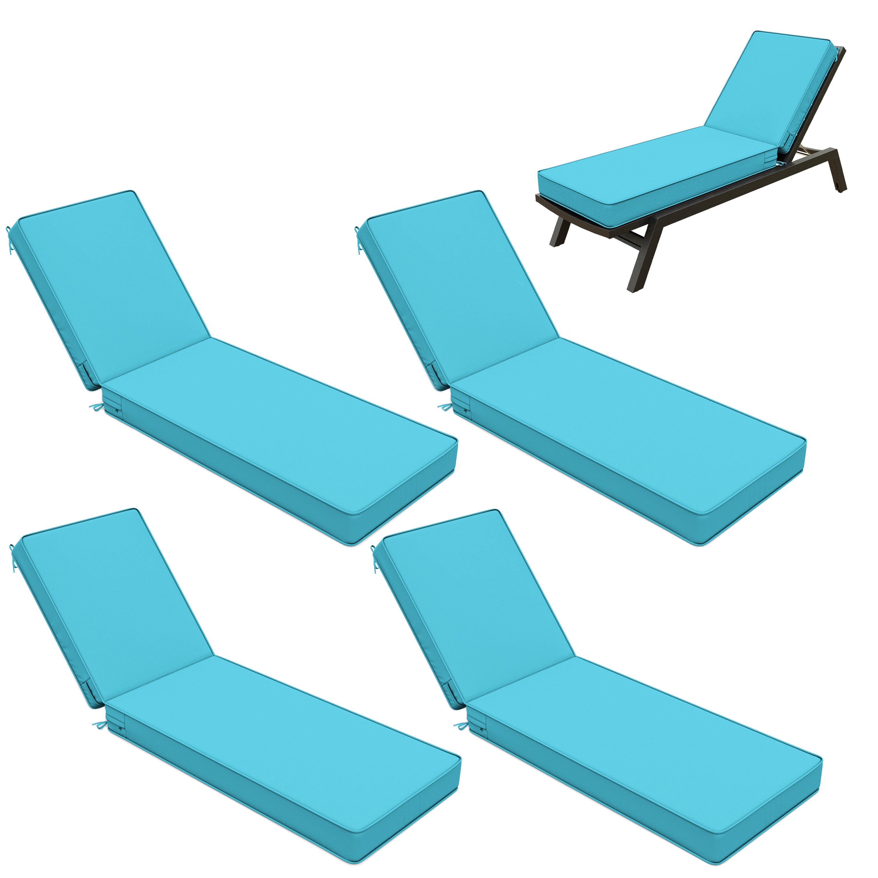 4 Pack Outdoor Chaise Lounge Cushions