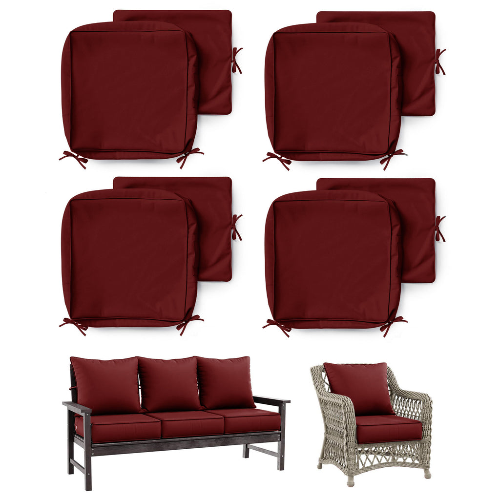 4 Pack Patio Cushion & Pillow Cover Set Burgundy