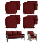 4 Pack Patio Cushion & Pillow Cover Set Burgundy