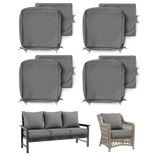 4 Pack Patio Cushion & Pillow Cover Set Light Gray