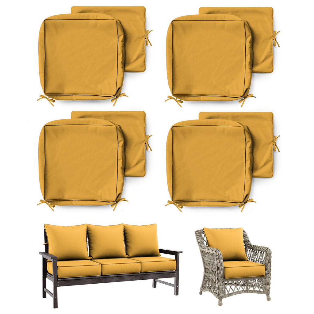 4 Pack Patio Cushion & Pillow Cover Set Yellow